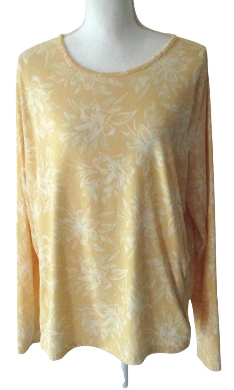 Hang Ten Women's Plus Long Sleeve Yellow Floral Print Shirt Size XXL